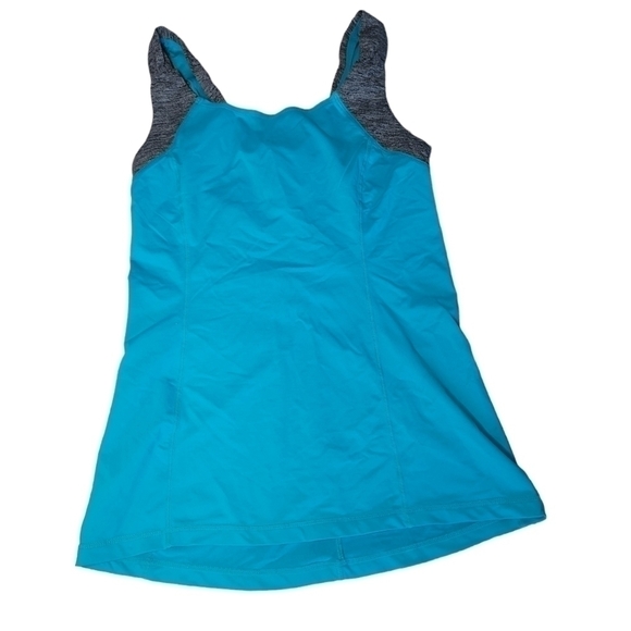 Lululemon rushed tank top US S teal & gray small front pocket US4 - Picture 2 of 9